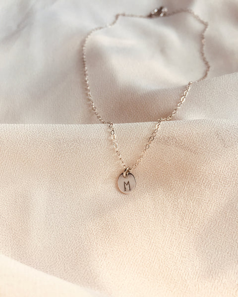 Tiny Initial Necklace | Simple Dainty Initial Necklace | IB Jewelry