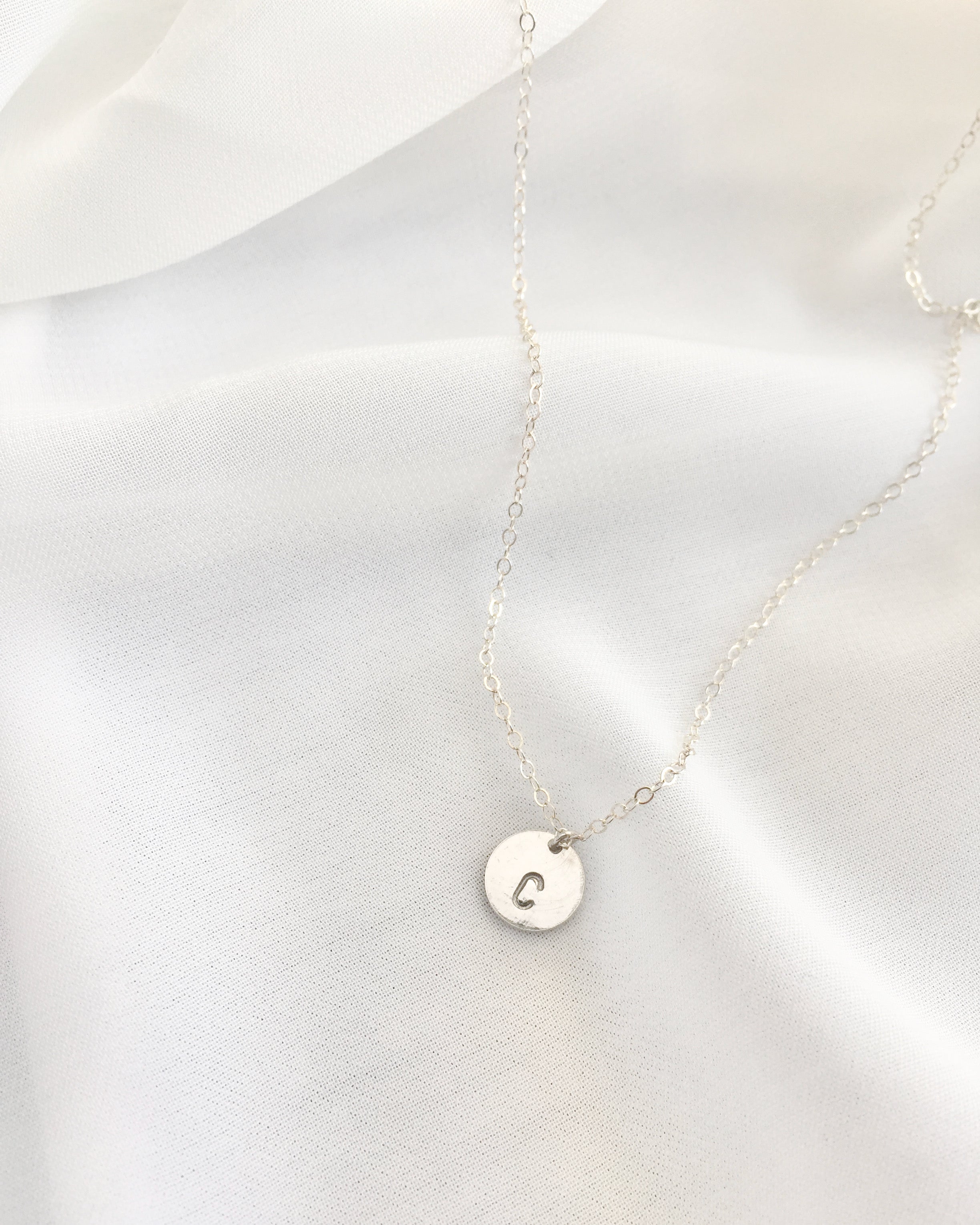 small disc initial necklace