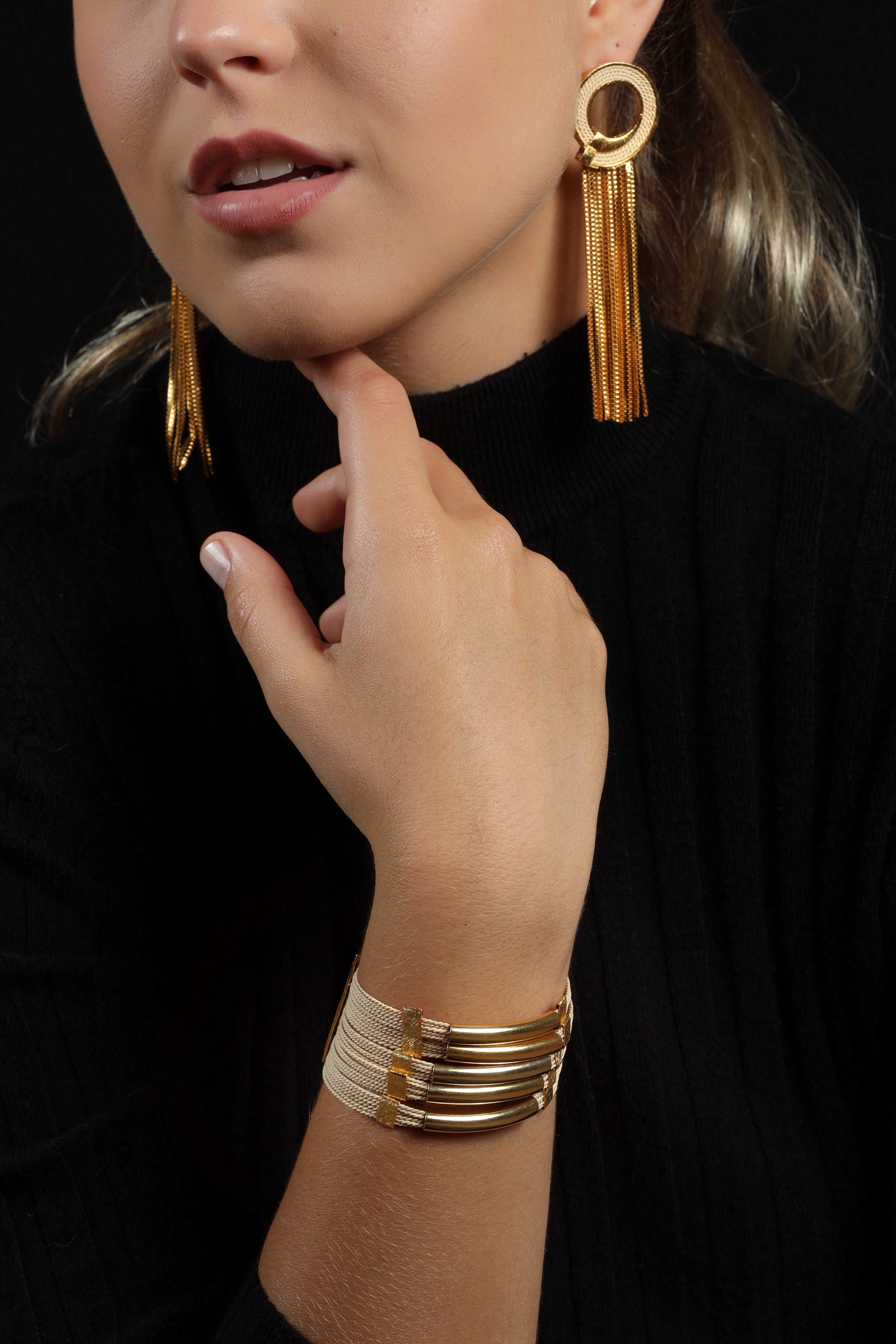 The Wide Adjustable Gladiator style Handmade Bracelet - 18K Gold Plated