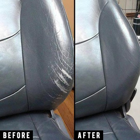 before and after using leather car seat repair solution