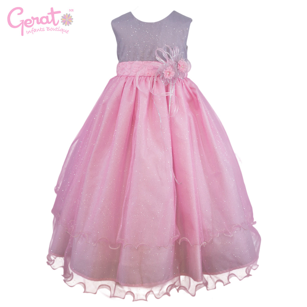 Vestido Gerat de fiesta para niñas color rosa pastel y gris – Gerat Infants