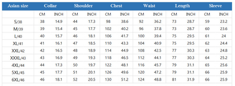 Cufflink Size Chart