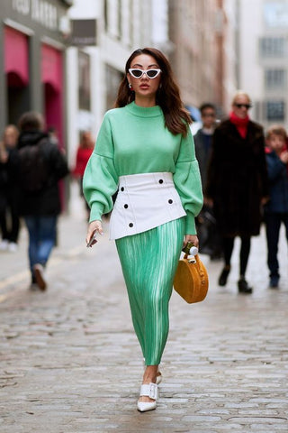 light green pale outfit