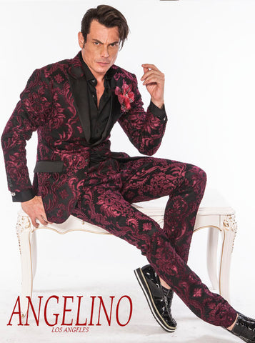 burgundy prom suit 