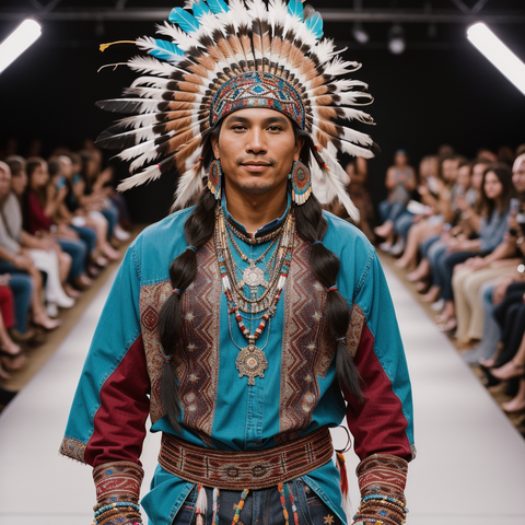 american indian men fashion runway, Angelino