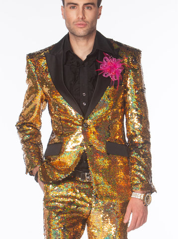 gold sequin suit, Angelino