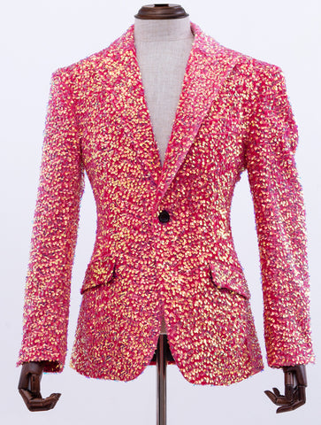 pink sequin blazer men, Angelino