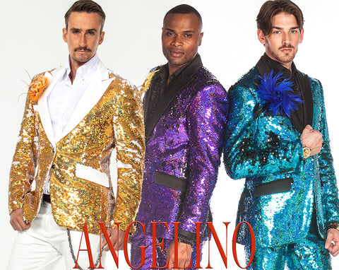 sequin blazers for men in solid colors, Angelino