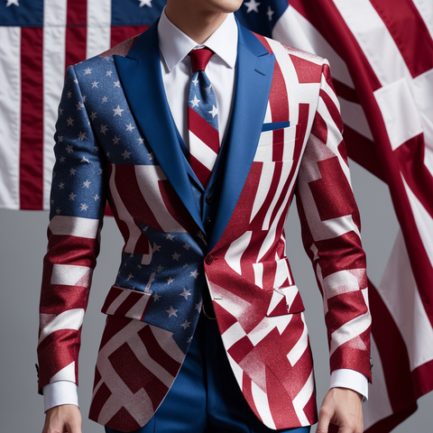 unique suits for men, US flag print, Angelino