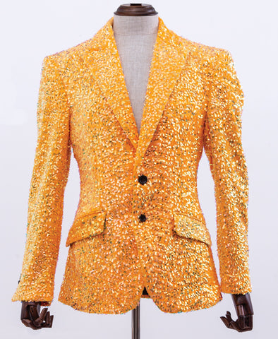 sequin blazer men, orange color, Angelino