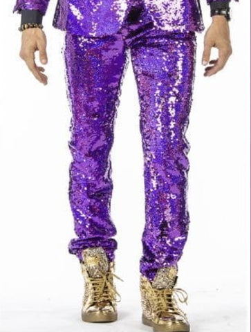 Mens sequin pants, Purple, Angelino