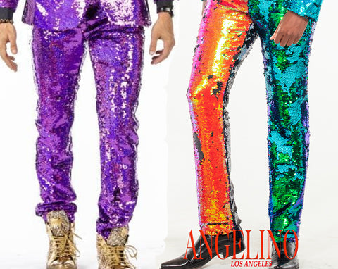 Mens sequin trousers in pink and multicolor, Angelino