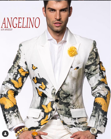 Mens fashion blazer with butterfly design, Angelino
