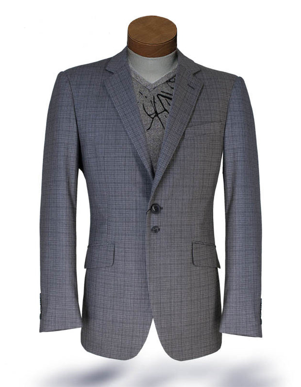 Men's Plaid Blazer - Malibu Small Plaid L. Gray - ANGELINO