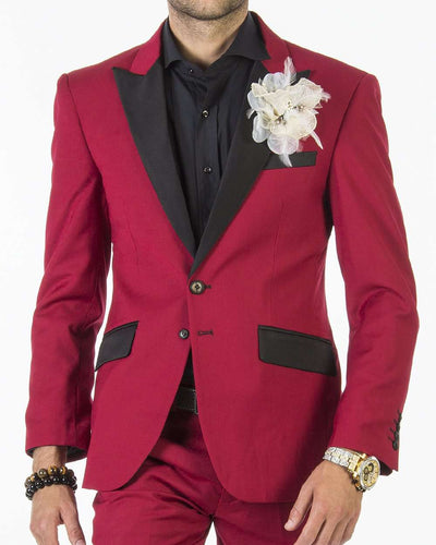 red formal suit