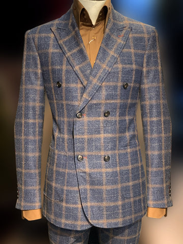 plaid suit, navy/brown, Angelino