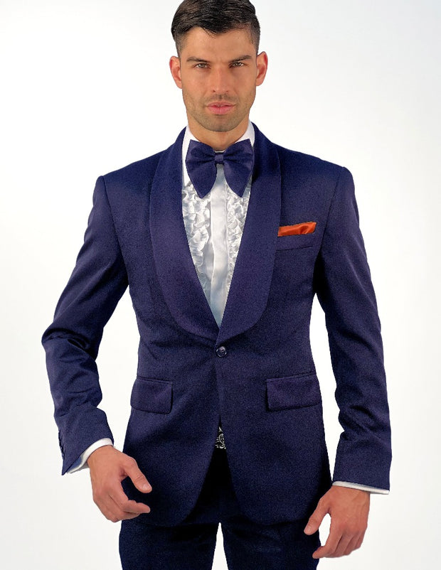 navy shawl collar tuxedo