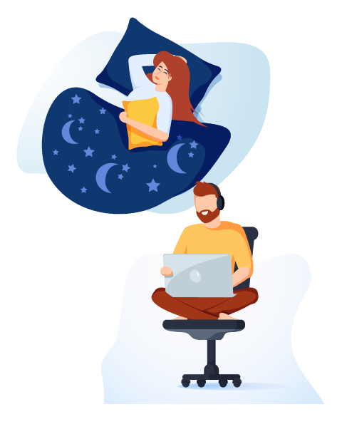 Sleeping on one side with place a pillow between knees to protect hips,  pelvis and spine aligned. Stock Vector