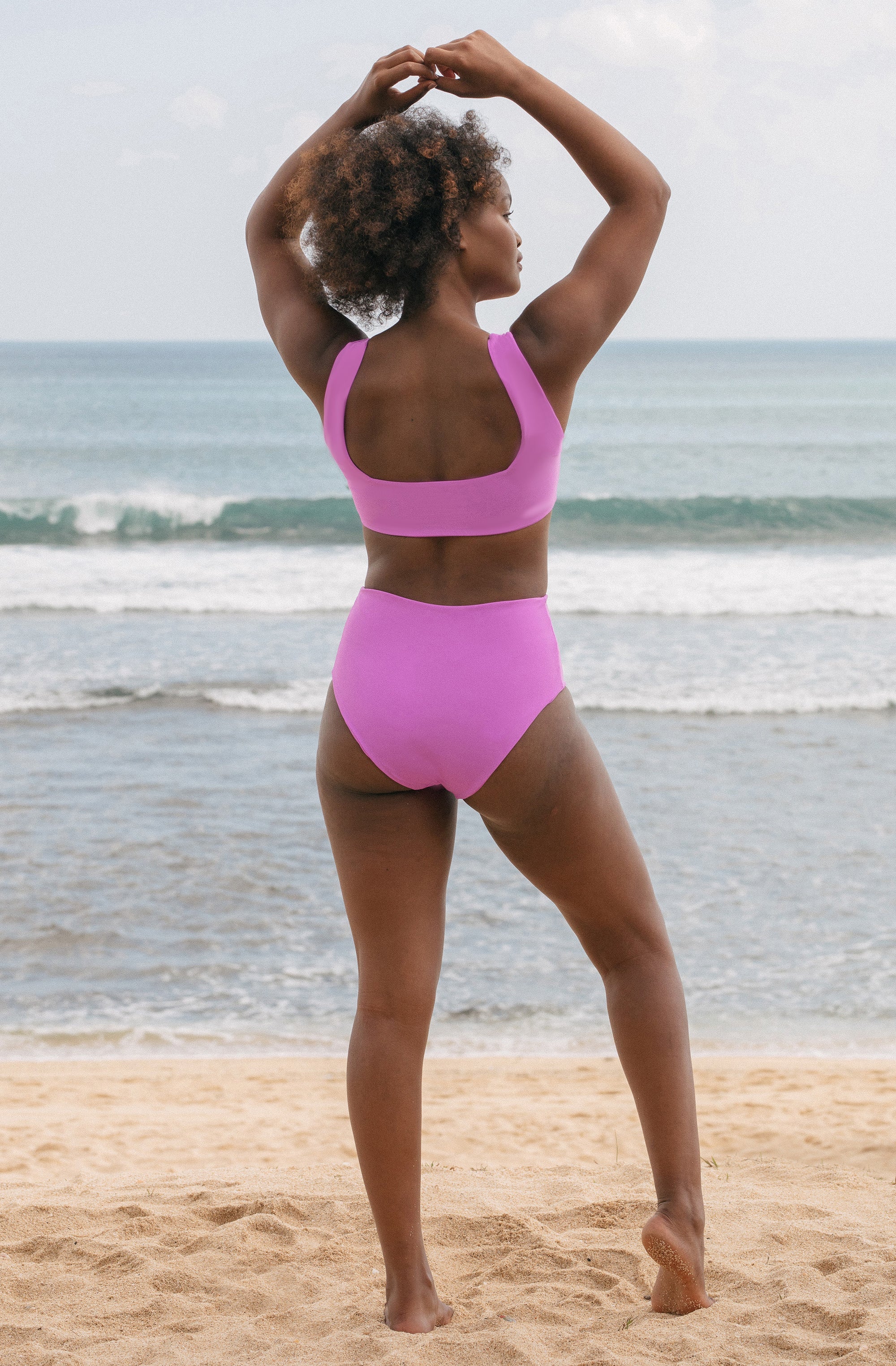Pink Scuba Scoop Neck Bikini Top, Swimwear