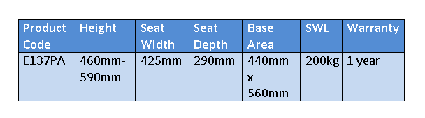 E137PA ALUMINUM SHOWER STOOL specifications