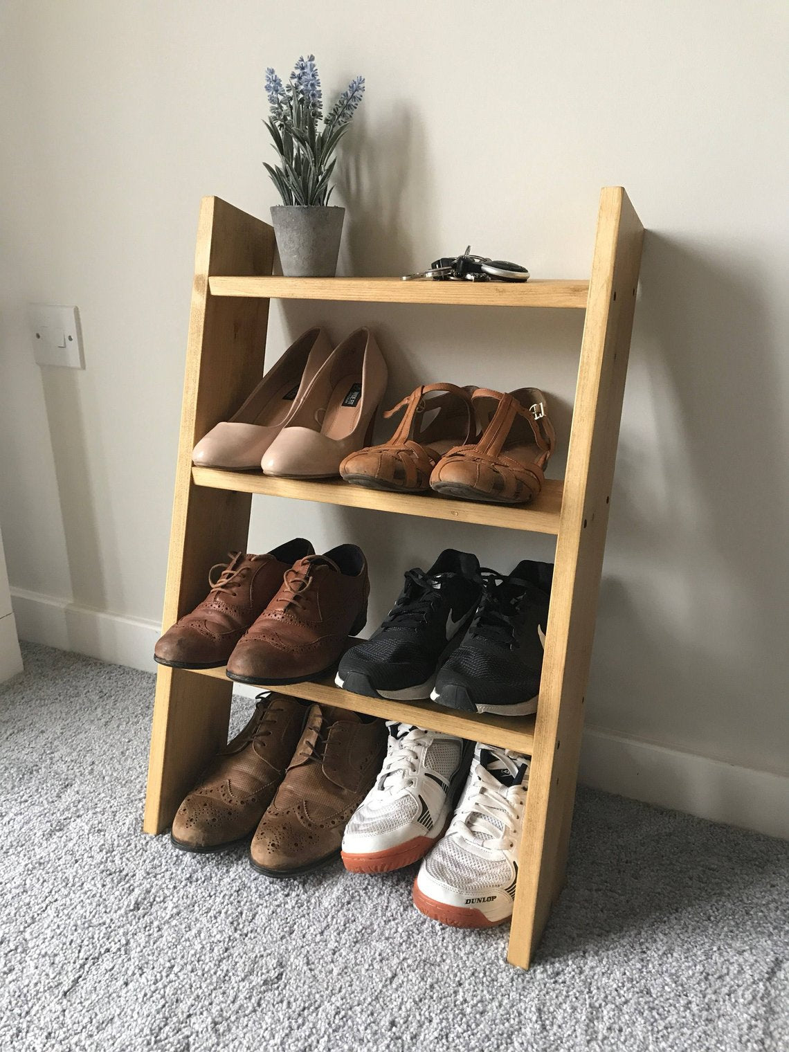 oak shoe rack