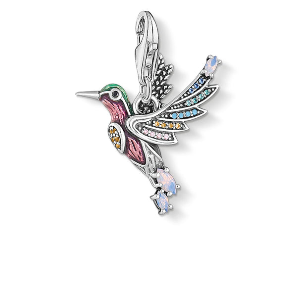 Charm Pendant Colourful Hummingbird Silver
