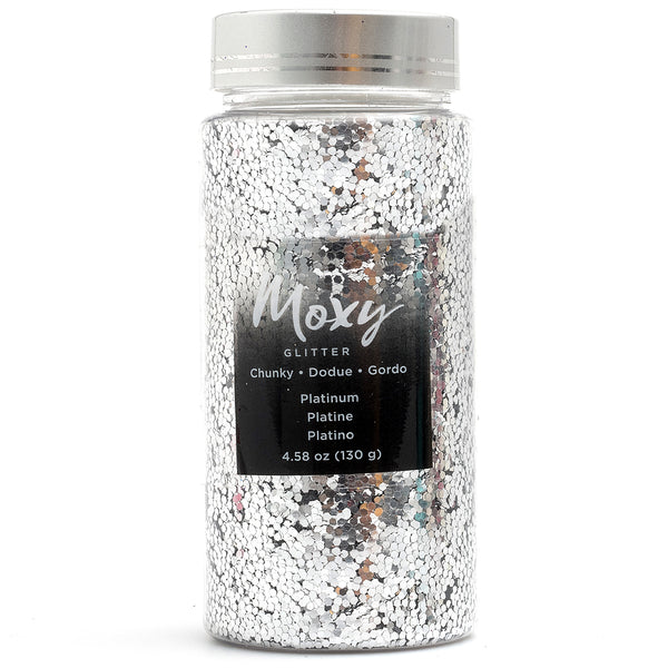 Moxy Chunky Glitter-Platinum 5oz Bottle - CraftCutterSupply.com