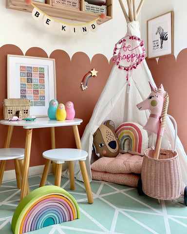 Farbenfrohe Spielmatte für Schlafzimmer und Kinderzimmer, Neo Matcha Mint