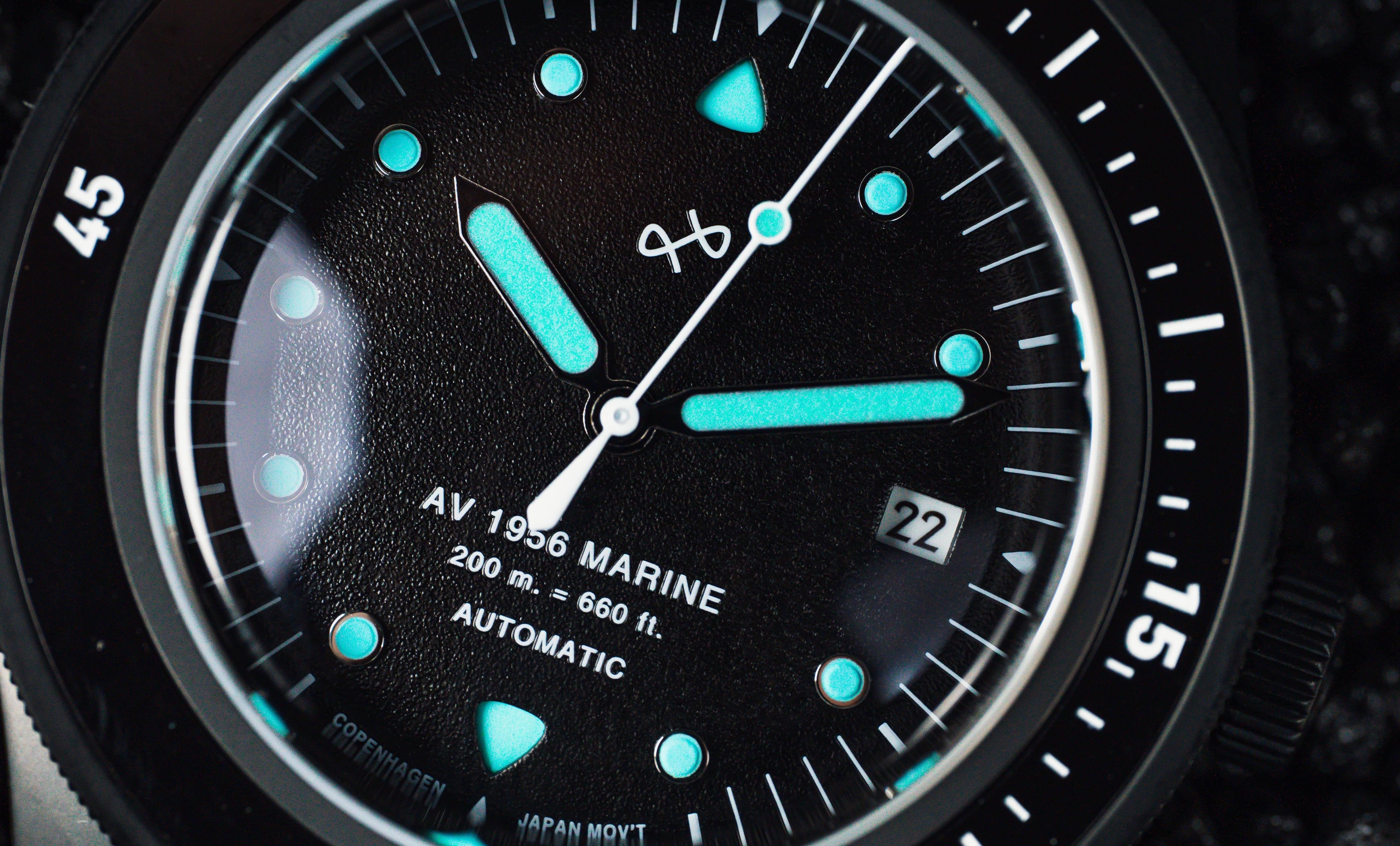1956 Marine Automatic All Black, Ice blue / Sort