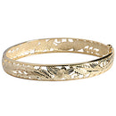 14k Yellow Gold See Through Maile Leaf Bangle 10mm - Hanalei Jeweler