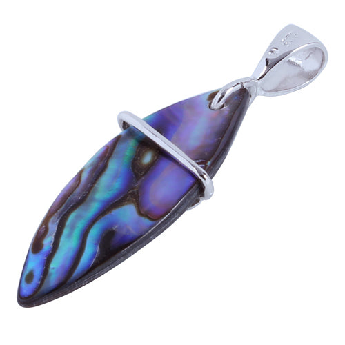 Sterling Silver Abalone Surfboard w/Plumeria Pendant (Chain Sold Separ ...