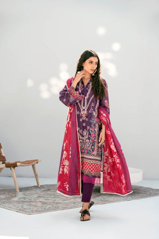 beautiful amalgamation of bright purple and red tones with delicate embroidery