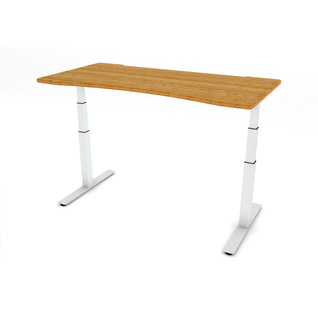 Smart2ergo Agile 1 2 White C W Bamboo Ergo Desk Top