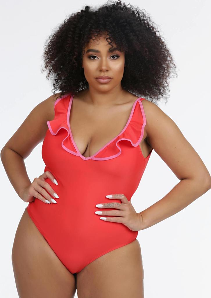 plus size frill bikini