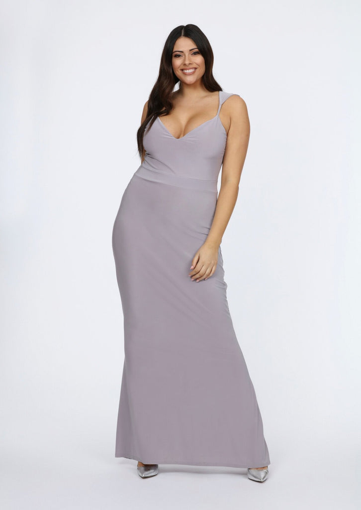 plunging v neck maxi dress