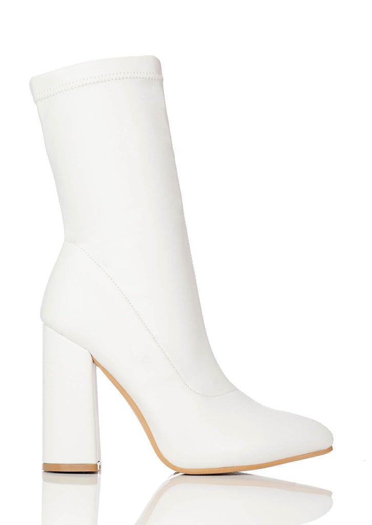white block heel boot