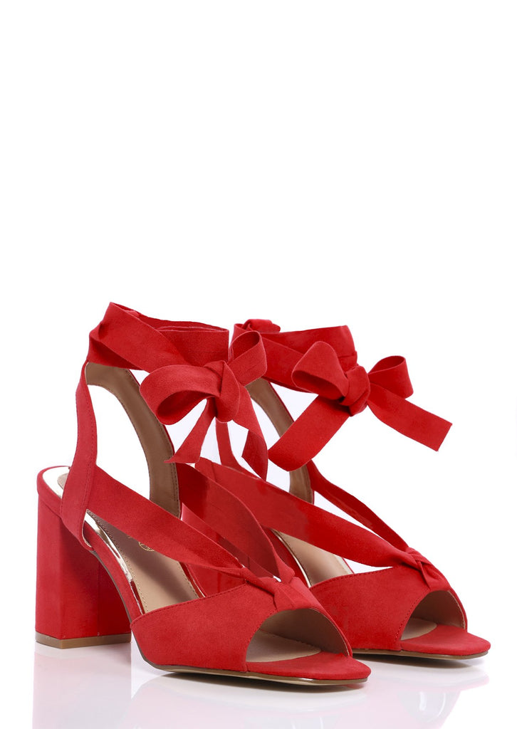 red wide fit block heels