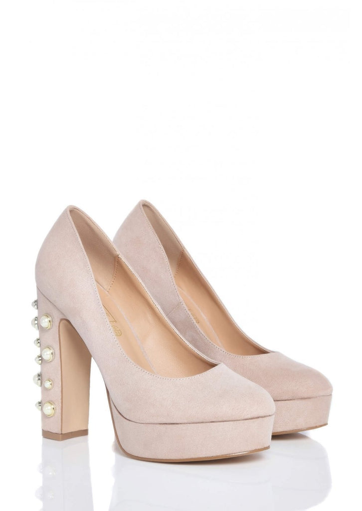 pearl block heels