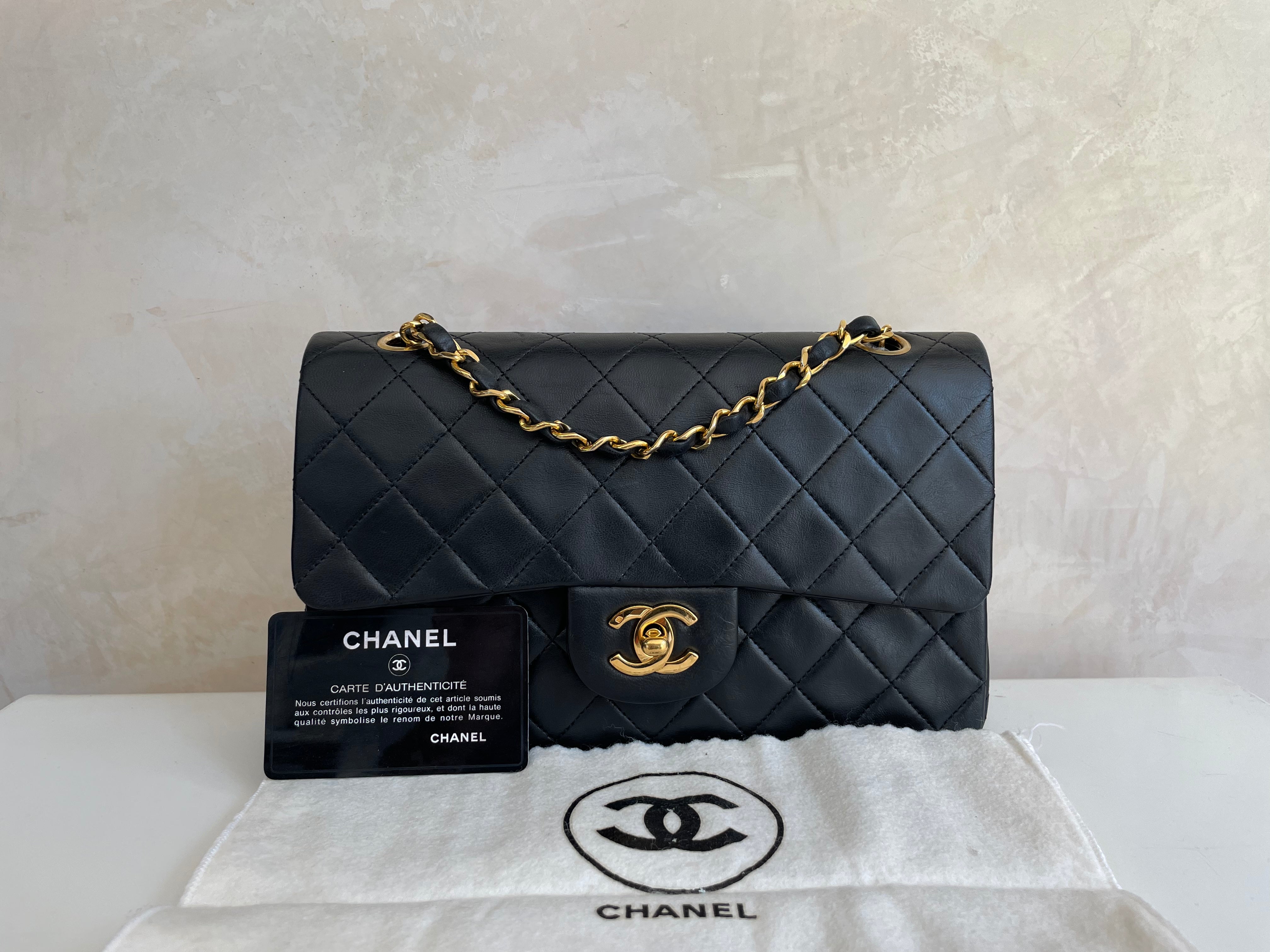 Vintage Chanel Leather Double Flap Black