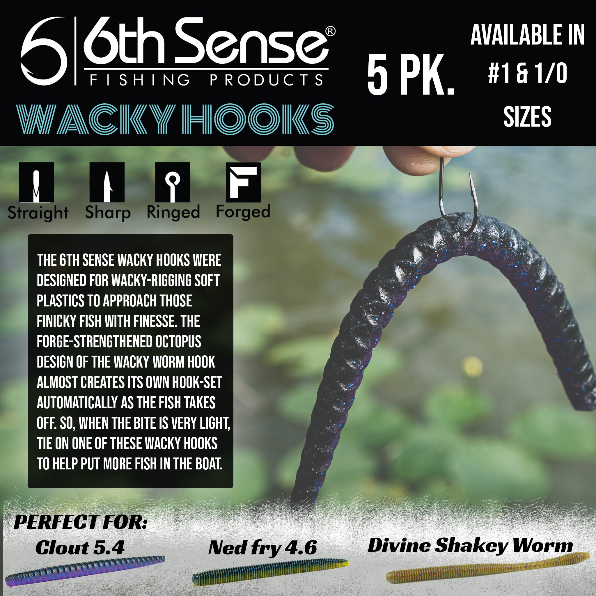 6th Sense Fishing Hooks - Wacky Hook