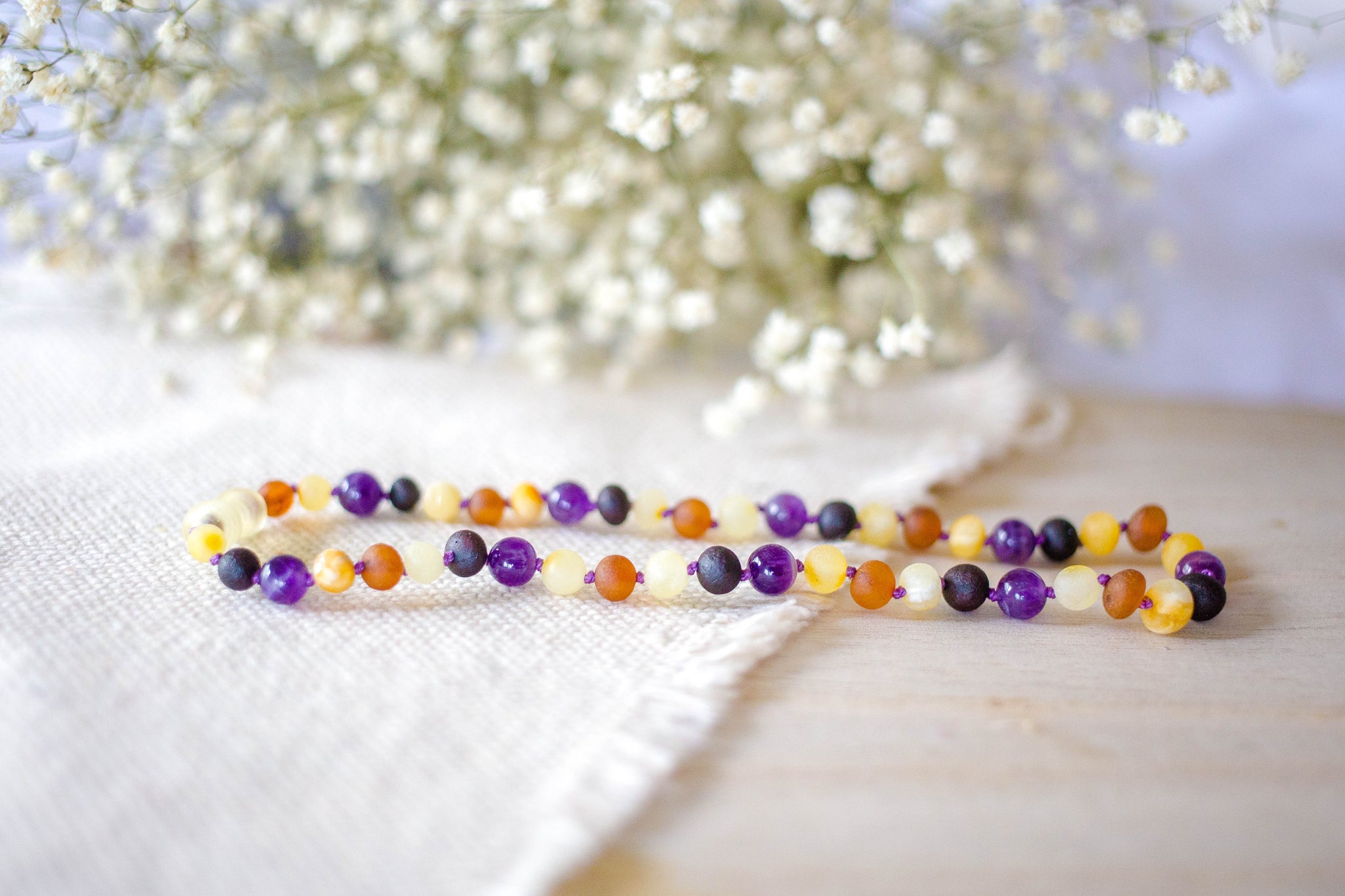 amethyst teething necklace