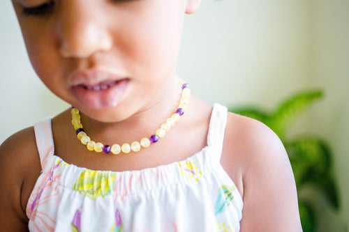 Amethyst + Buttermilk Baltic Amber Necklace