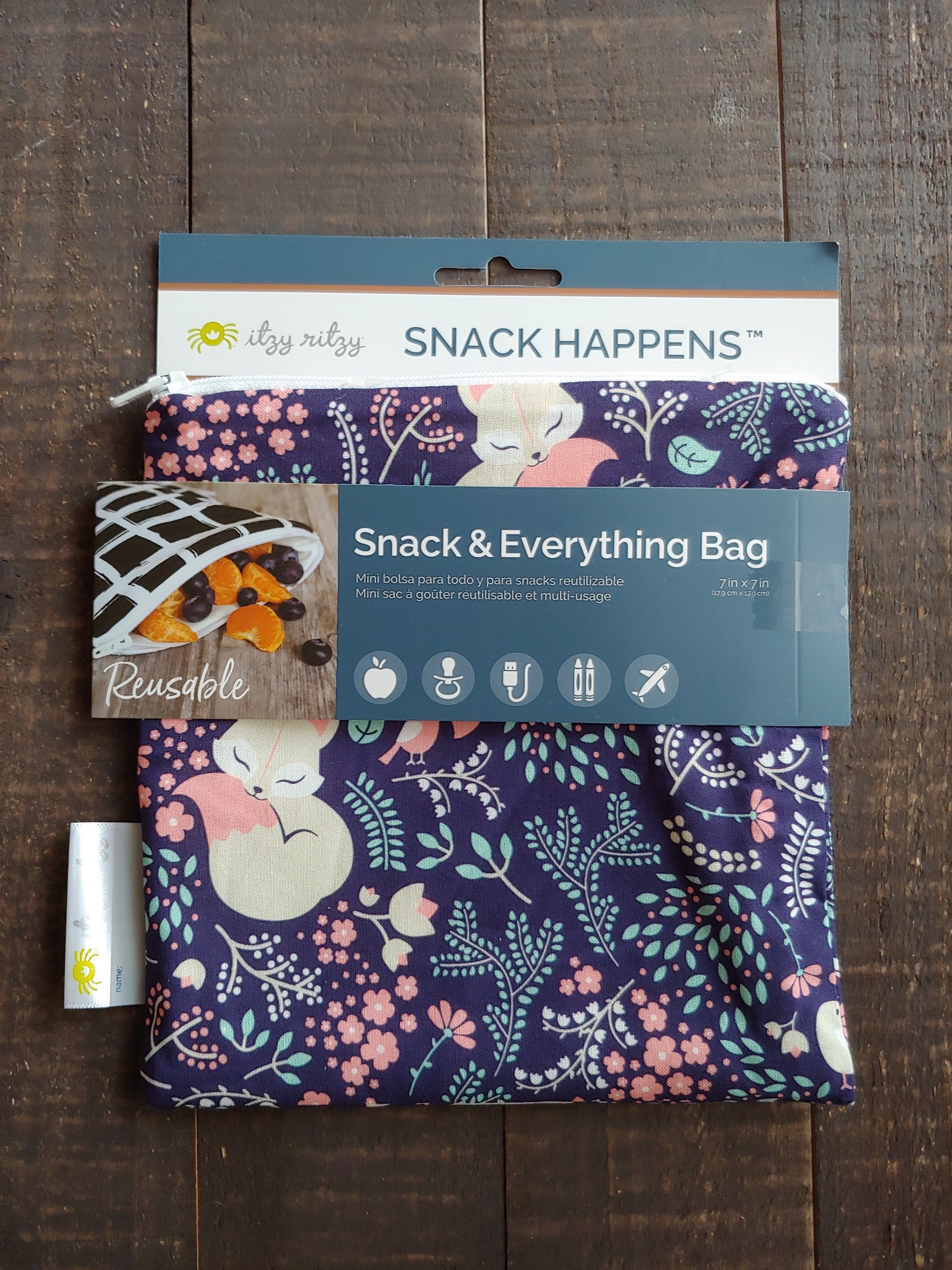 Itzy Ritzy Snack Happens Mini Reusable Snack and Everything Bags, Fox Hollow