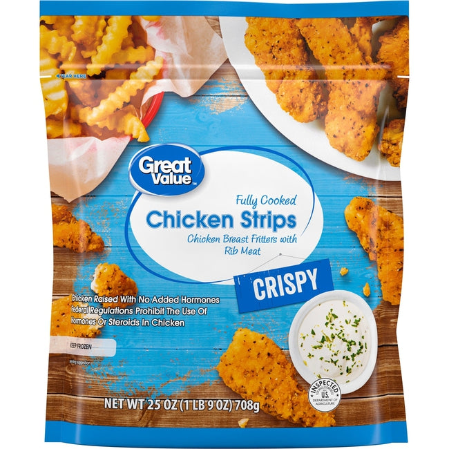 Great Value Fully Cooked Chicken Strips, 25 Oz — EasyBins