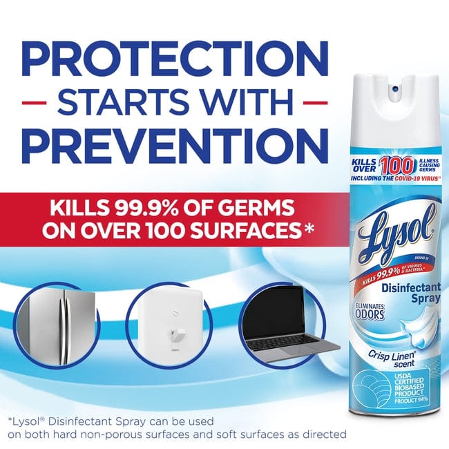 Lysol Disinfectant Spray Crisp Linen 38Oz (2X19Oz) — EasyBins