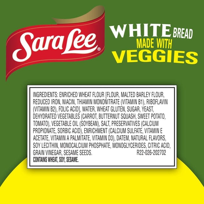 Sara Lee White Made With Veggies Round Top Bread, 18 Oz — EasyBins