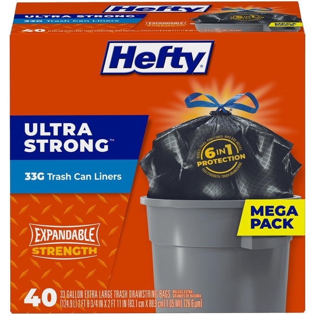Hefty Ultra Strong Multipurpose Large Trash Bags, Black, Unscented Sce —  EasyBins