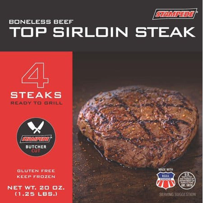 Stampede Meat Usda Choice Frozen Beef Top Sirloin Steak — EasyBins