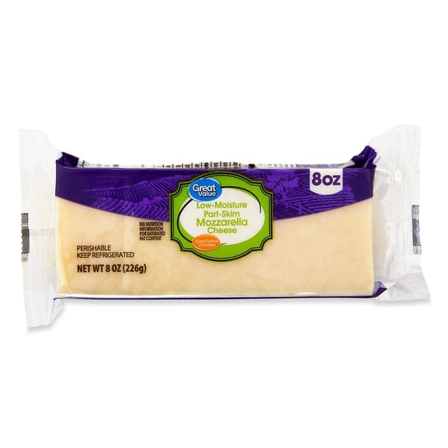 Great Value Low-Moisture Part-Skim Mozzarella Cheese, 8 Oz — EasyBins