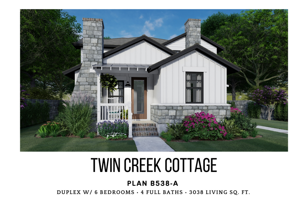 Twin Creek Cottage / Multi-generational Duplex Plan / Archival Designs